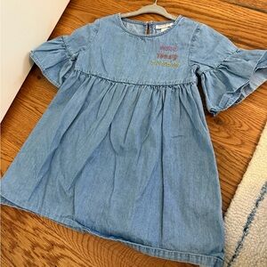 Cat & Jack Chambray Denim Jean Dress 4T Short Sleeve Spring Summer Casual